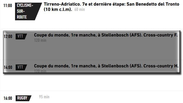 Programme Vtt Coupe du monde