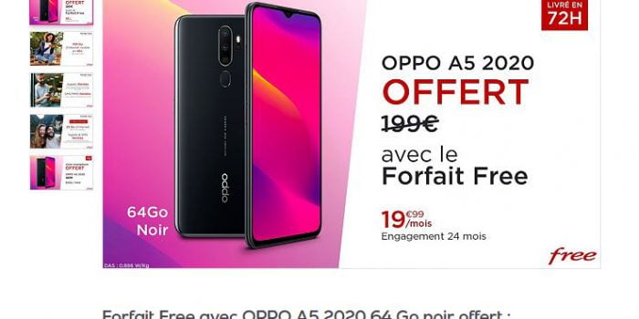 Veepee du Forfait Free Mobile avec Oppo offert