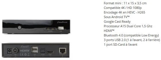 Caractéristiques du Player Freebox Mini 4K
