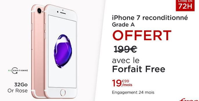 Veepee du Forfait Free Mobile avec iPhone 7 Or Rose offert