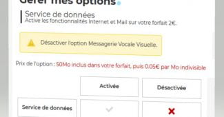Gestion des options sur le forfait Mobile Free à 2 euros