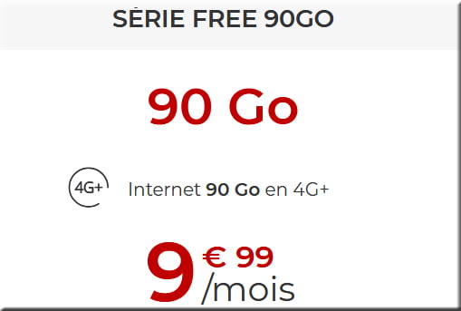 Série Free Mobile 90go pour 10 euros