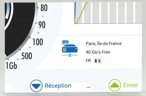 Test de débit nPerf sur un serveur Free 40 Gbp/s