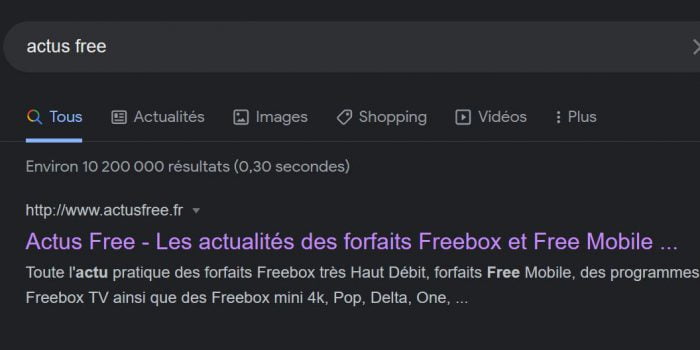 Le thème sombre activé dans Google