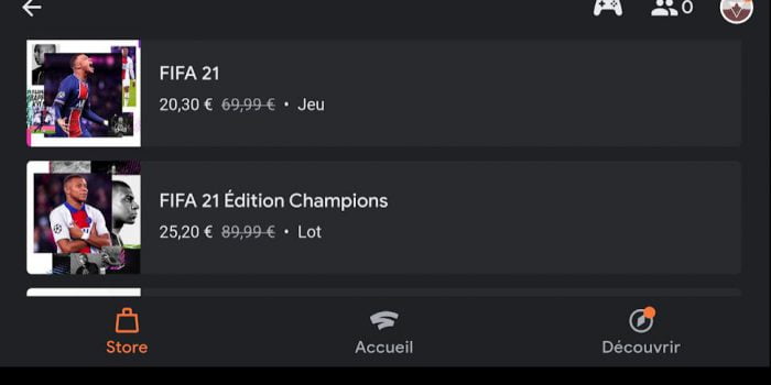 Jeux en promotion sur le Store de Google Stadia
