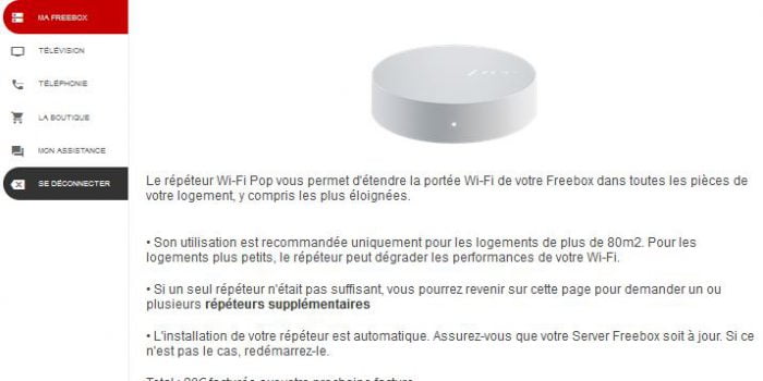 La demande d'un répéteur Wifi pour une Freebox Révolution