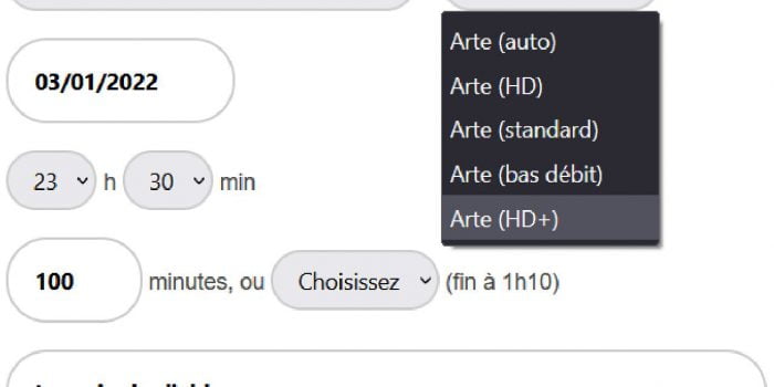 Un enregistrement en qualité HD+ depuis l'Espace Abonné Freebox