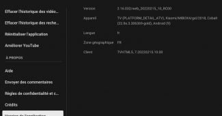 Capture d'écran de la mise à jour 2.16.032 de Youtube pour Android TV