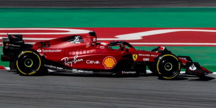 Capture d'écran de la Ferrari de Charles Leclerc sur le site officiel de la Formule 1