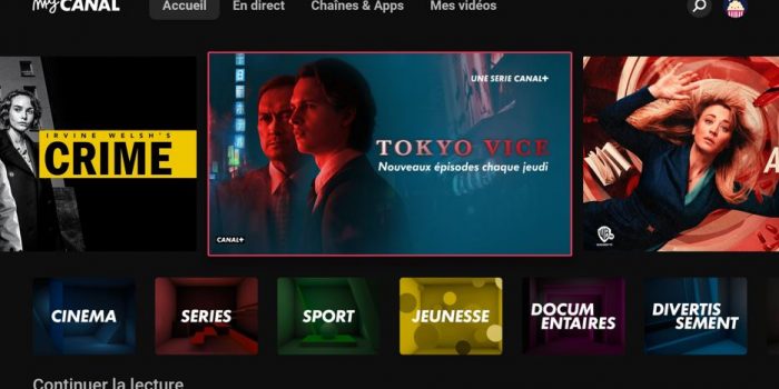 Capture d'écran de l'application myCANAL pour Android TV désormais en version 5.13.0