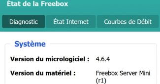 Capture d'écran sous Freebox OS de l'état d'une Freebox Mini 4K en version 4.6.4