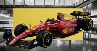 Capture d'écran de la Ferrari livrée jaune de Charles Leclerc