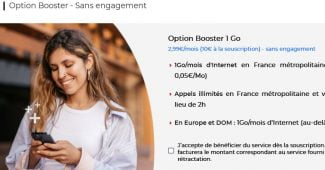 Capture d'écran de la page de souscription à l'option Booster