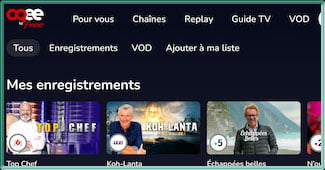Capture d'écran de l'application Android TV OQEE en version 1.17.1