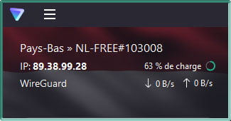 Capture d'écran de Proton VPN en mode connecté