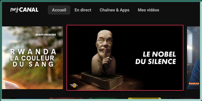 Capture d'écran de l'application Android TV myCANAL en version 5.20.0