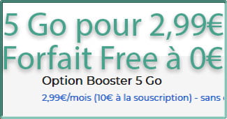 Capture d'écran de l'option Booster 5 Go de Free Mobile