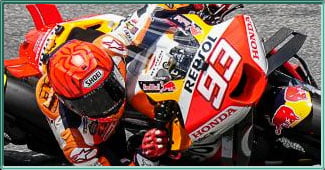 Capture d'écran des pilotes MotoGp Marquez et Miller en pleine attaque