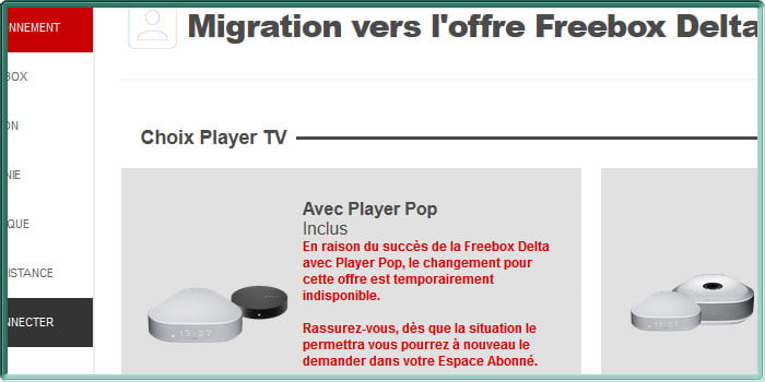 Capture d'écran du processus de migration vers la Frebox Delta