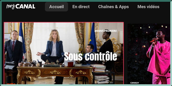 Capture d'écran de l'application Android TV myCANAL en version 5.24.0
