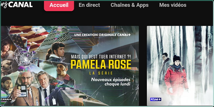 Capture d'écran de l'application Android TV myCANAL en version 5.28.1
