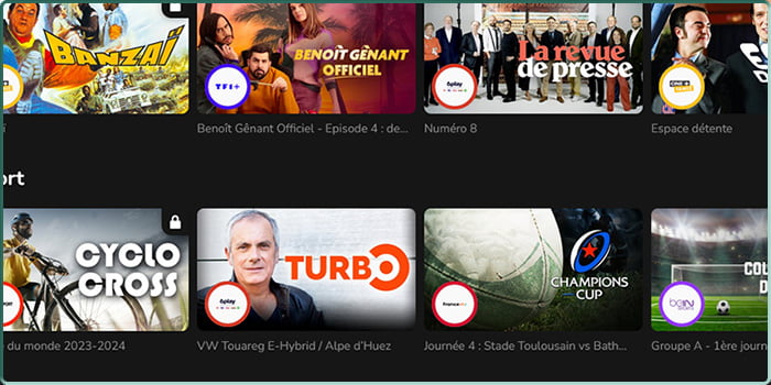 Capture d'écran de l'application Web OQEE by Free en version 2.0.3