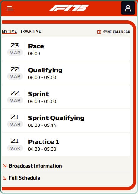 Horaires du Grand Prix de Formule 1 de Chine 2025 sur le circuit de Shanghai