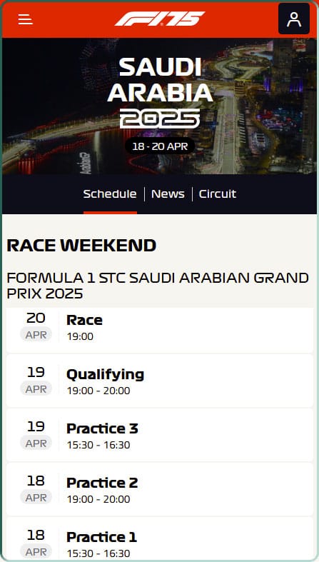 Programme du Grand Prix de Formule 1 d’Arabie saoudite 2025